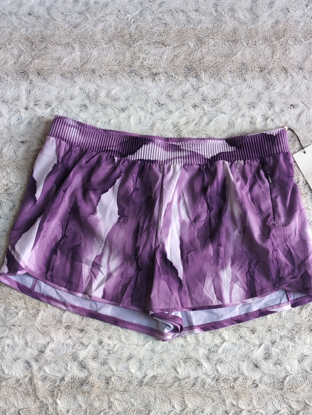 CALIA Swift Fitted Abstract Ink Art Purple Running Shorts